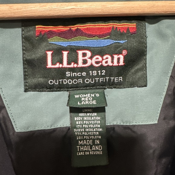 Vintage L.L. Bean Women's Rain Jacket Thinsulate Lined Coat Green Size‎ Large - Picture 3 of 16